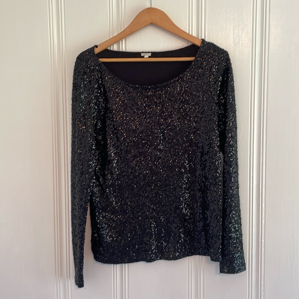 J crew black sequined top, Medium